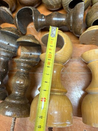 Lote terminales y soportes barra cortina madera