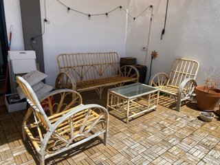 Conjunto Terraza Ratán Bambú y Cristal