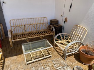 Conjunto Terraza Ratán Bambú y Cristal