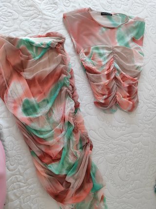Conjunto Tie Dye Malla Ruched Talla Única