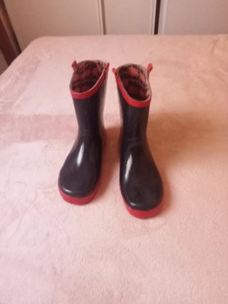 Botas de agua azules con forro a cuadros