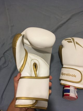 Guantes de Boxeo Reebok Blancos y Dorados