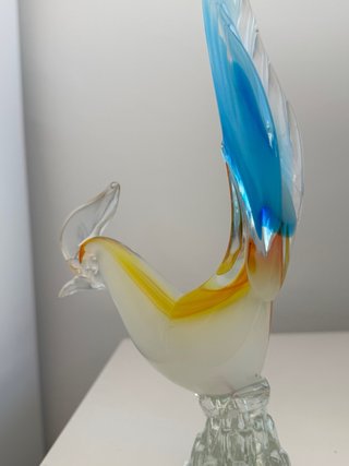 Escultura vintage de faisán de cristal de Murano