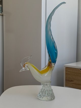 Escultura vintage de faisán de cristal de Murano