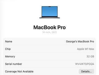 MacBook Pro 14 32GB RAM 1TB SSD 2021 M1 max