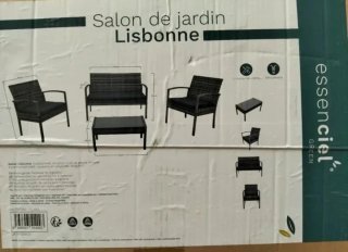 Conjunto de Jardín con 2 Sillones, Sofá y Mesa