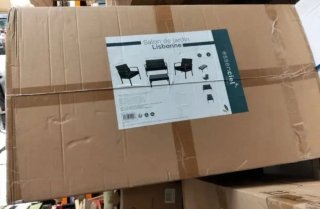 Conjunto de Jardín con 2 Sillones, Sofá y Mesa