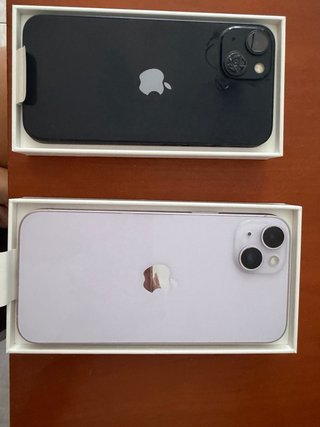 Pack iPhone 13 azul + iPhone 14 Plus Violeta