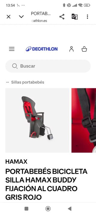 Silla portabebés Hamax Buddy Gris Rojo