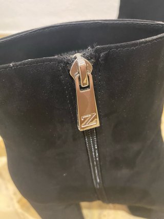 Botines Zara Ante Tacón Plataforma Negro