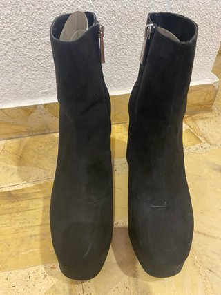 Botines Zara Ante Tacón Plataforma Negro