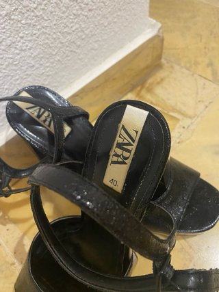 Sandalias tacón Zara negras talla 40