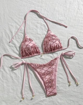 Bikini rosa lentejuelas S