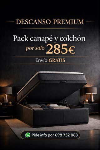 Canapé abatible de tela y madera
