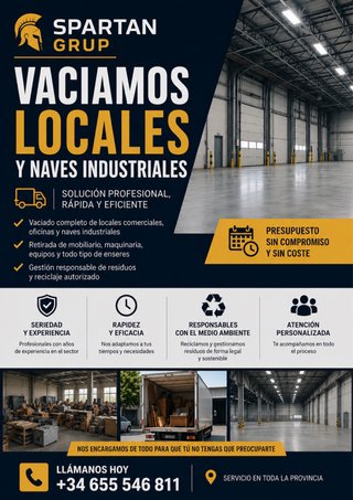 Vaciamos Locales, Naves Industriales, Trasteros...