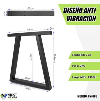 Patas metálicas negras para mesa de madera vidrio