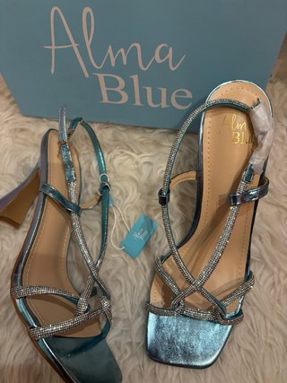 Sandalias Alma Blue tacón tiras brillantes