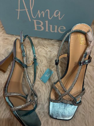 Sandalias Alma Blue tacón tiras brillantes