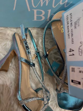 Sandalias Alma Blue tacón tiras brillantes