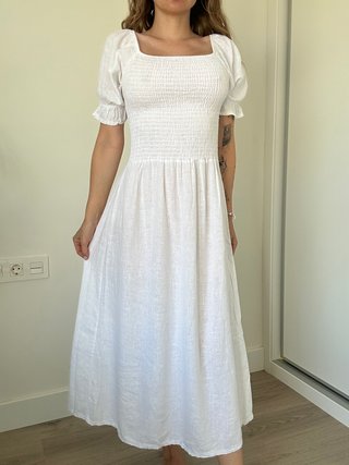 Vestido blanco ibicenco de viscosa