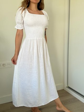 Vestido blanco ibicenco de viscosa