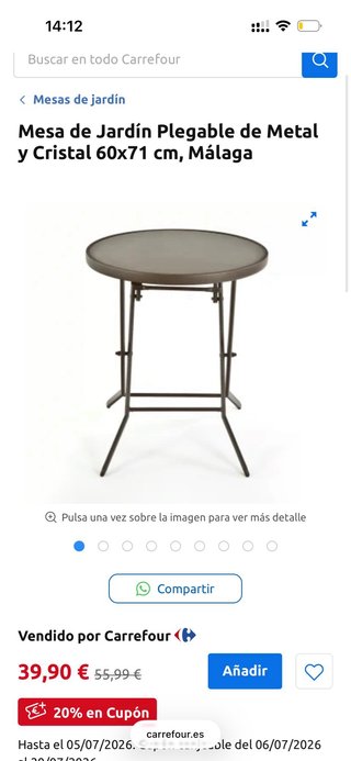 Mesa y 2 sillas de jardín