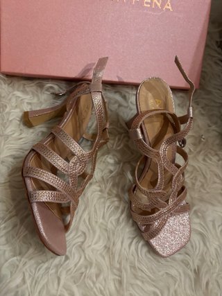 Sandalias Alma en Pena Tacon Dorado y Rosa