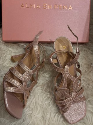 Sandalias Alma en Pena Tacon Dorado y Rosa