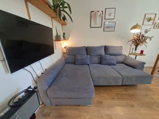 Sofá Chaise longue azul 3 plazas