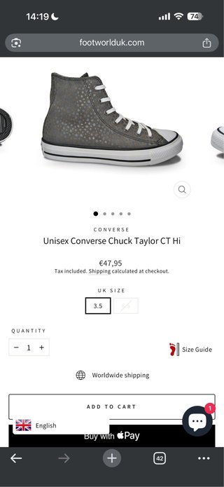 Converse All Star Piel Ante Marrón Talla 41