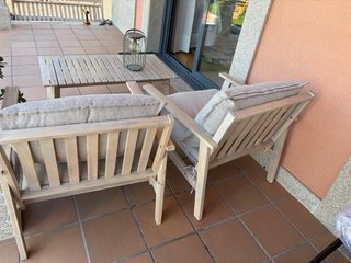 Conjunto 2 sillones y mesa jardín madera