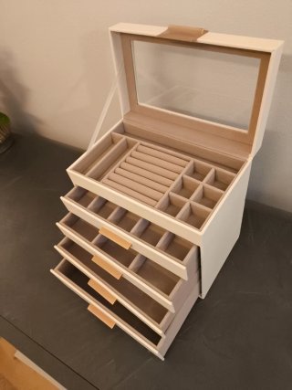Portagioie grande bianco e beige