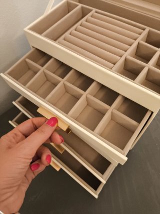 Portagioie grande beige e bianco