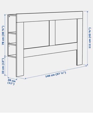 Cabecero lacado blanco ikea, con compartimentos