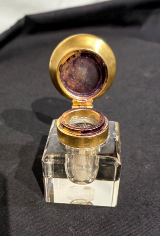Antico Calamaio Vetro e Ottone Fine '800