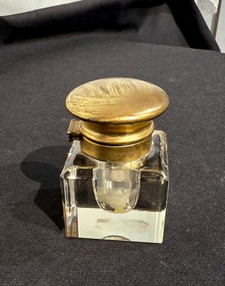 Antico Calamaio Vetro e Ottone Fine '800