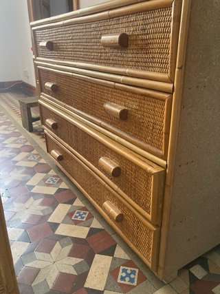 Armario modular vintage bambú/mimbre