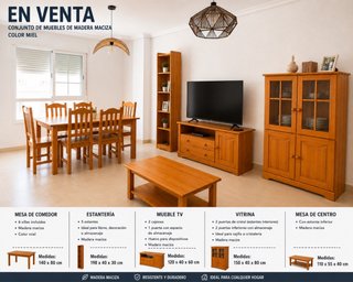 Conjunto Muebles Madera Maciza Color Miel 500€
