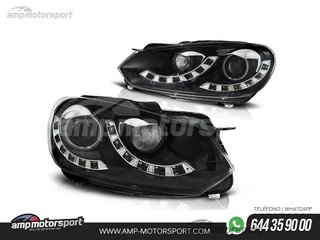 FAROS DELANTEROS LUZ DIURNA LED REAL DRL / OJOS DE ANGEL CCFL PARA VOLKSWAGEN GOLF 6 2008-2012