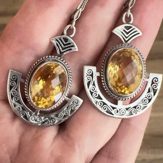 Pendientes Citrino Plata Ley 925