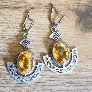 Pendientes Citrino Plata Ley 925