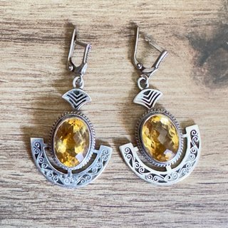 Pendientes Citrino Plata Ley 925