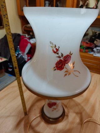 Lámpara Sobremesa Vintage Cristal Rosas Doradas