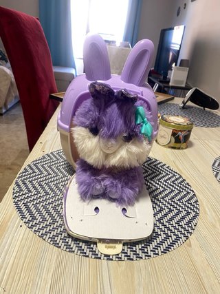 Peluche Gatito Morado con Transportín