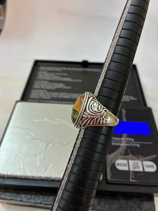 Anillo Acero Cristal Facetado Dibujo Mano