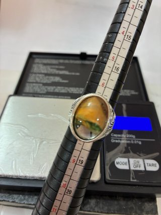 Anillo Acero Cristal Facetado Dibujo Mano