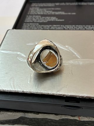 Anillo Acero Cristal Facetado Dibujo Mano