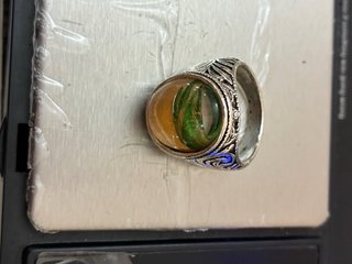Anillo Acero Cristal Facetado Dibujo Mano