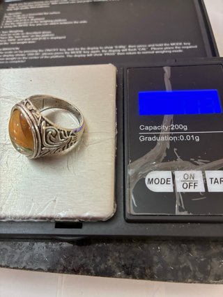 Anillo Acero Cristal Facetado Dibujo Mano