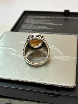 Anillo Acero Cristal Facetado Dibujo Mano